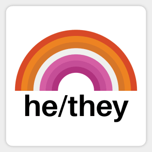 He/They Pronouns Lesbian Pride Sticker